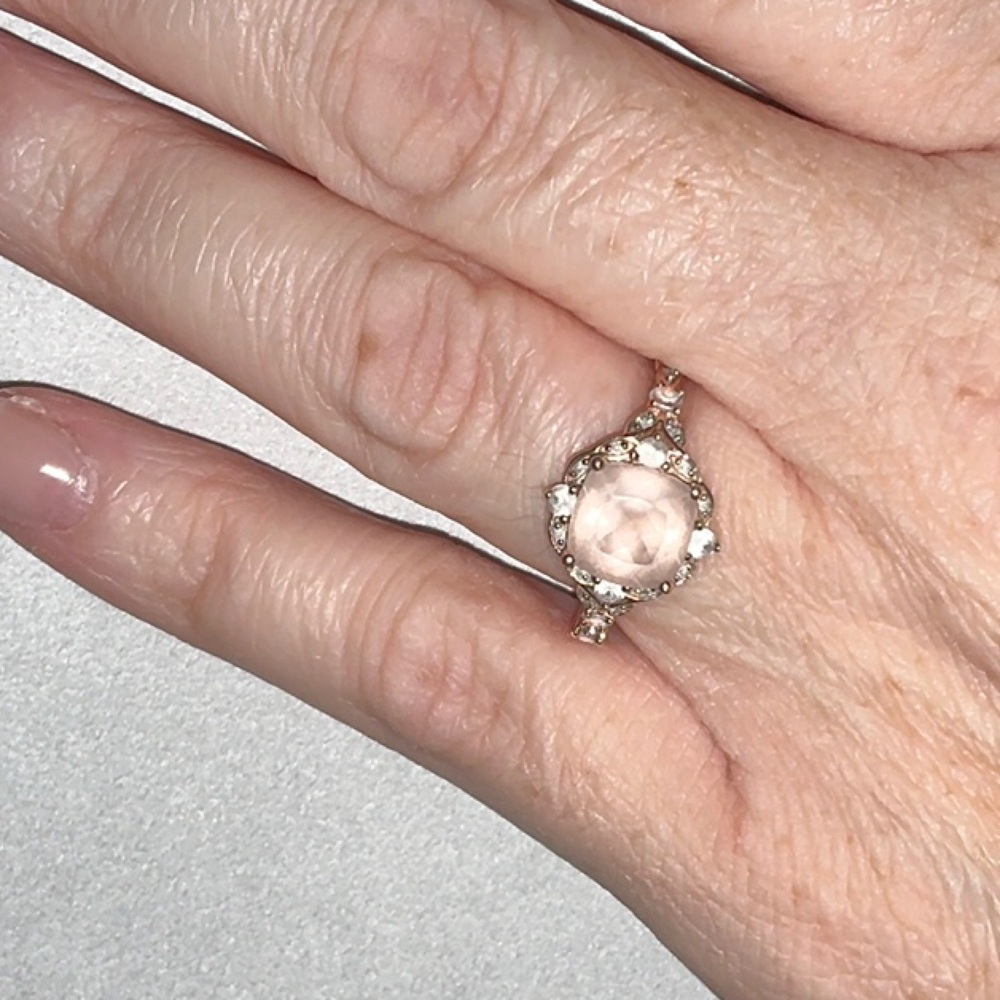 Elegant Morganite, White Sapphire and Diamond Ring